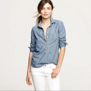 Chambray denim pop over shirt